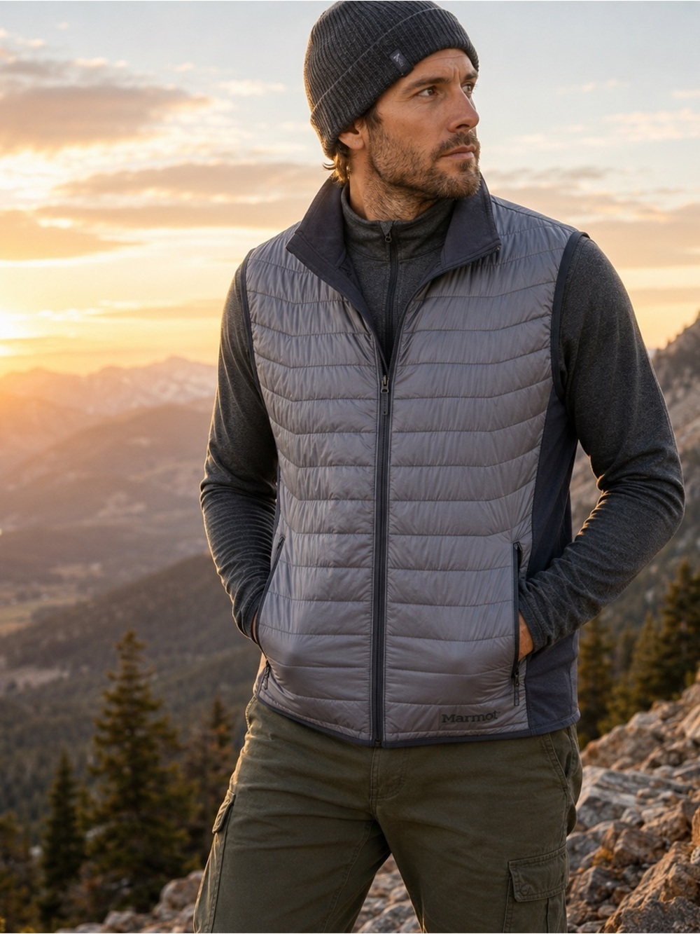 Marmot Variant Vest XXL Gray Thermal R Insulated Full Zip Hiking Outdoor NWT